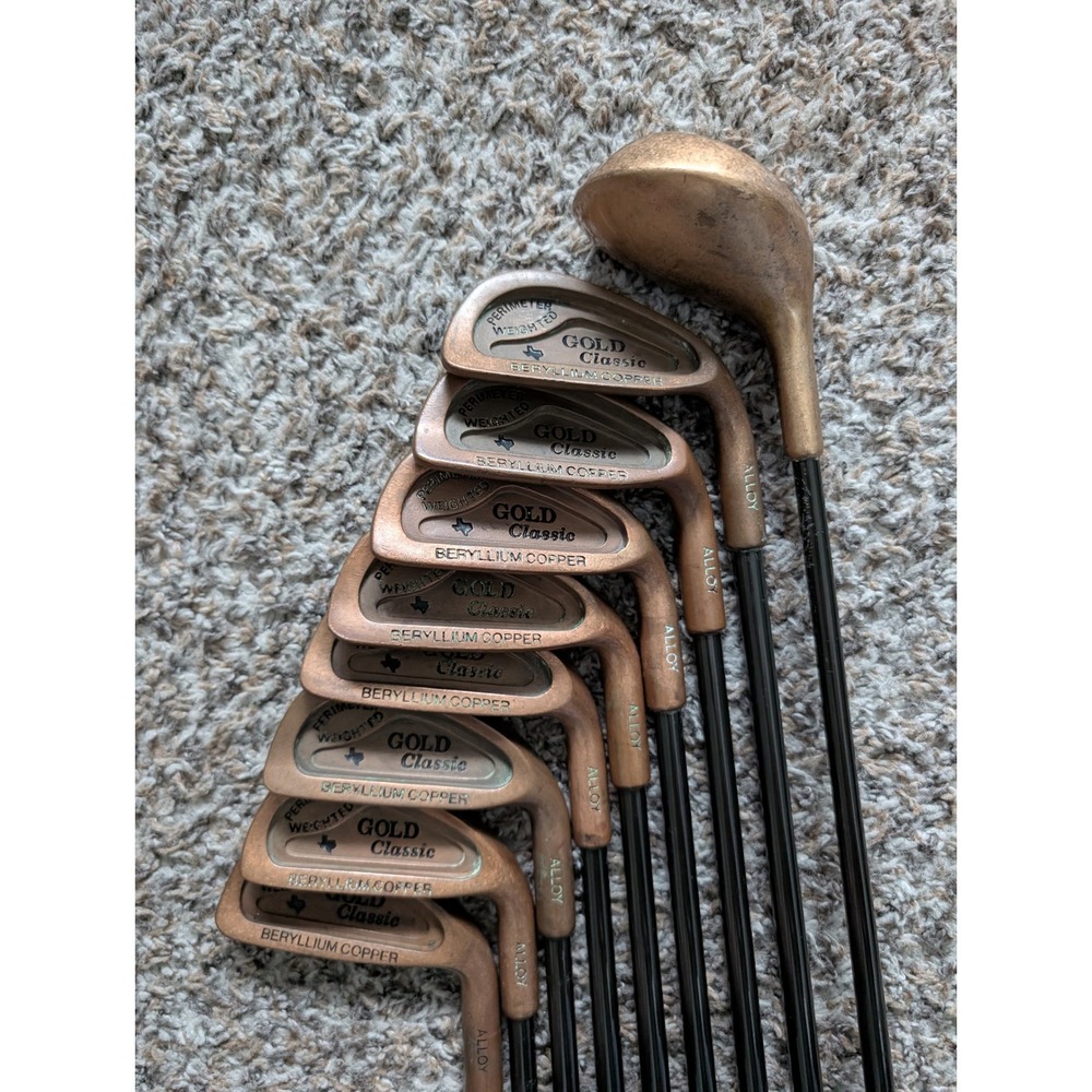 Gold Classic Beryllium Copper Iron Set 3-PW & 3 Wood Aldila Graphite Shafts